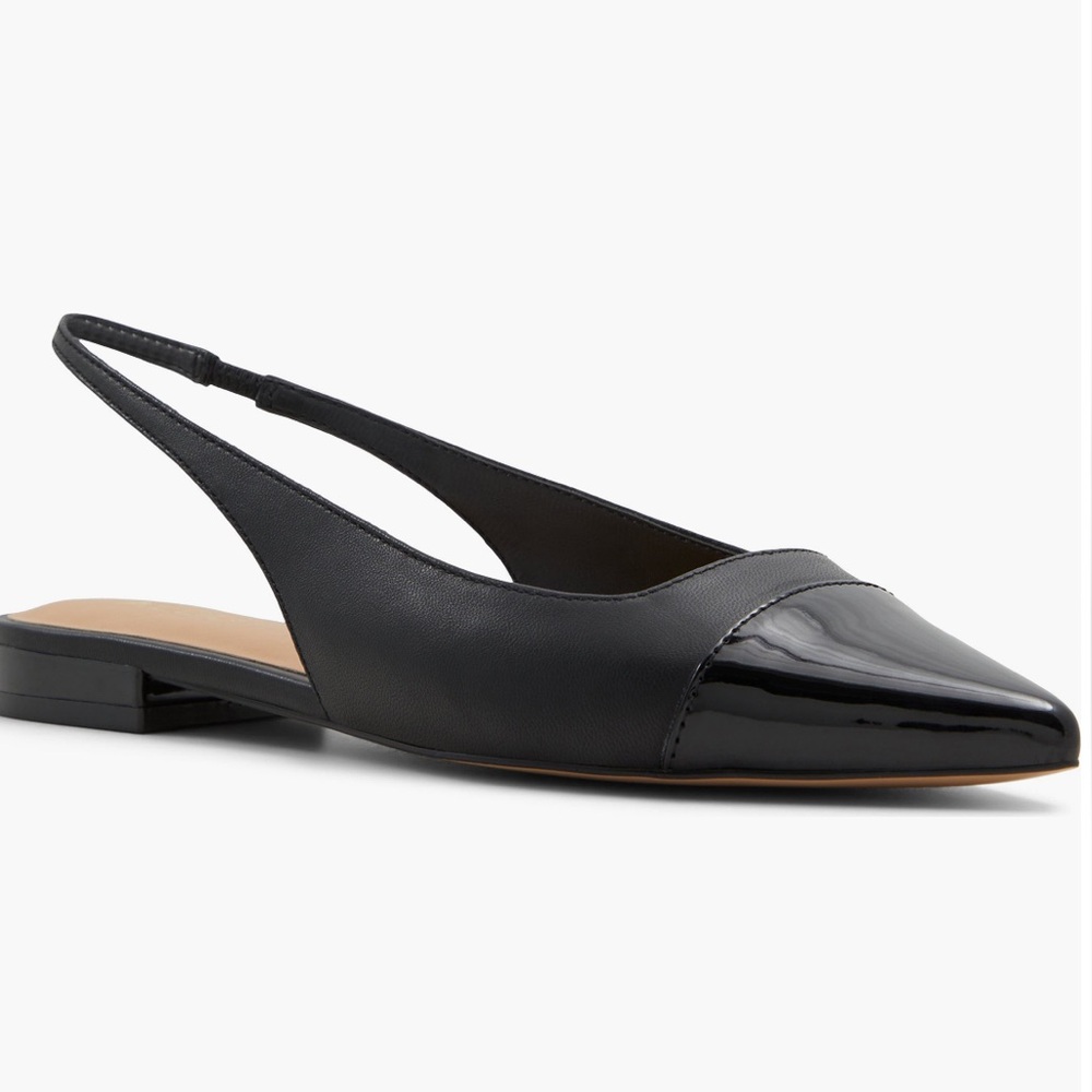 Aldo Black Fleure Slingback Pointed Cap Toe Flats for Women - Picture 4 of 5